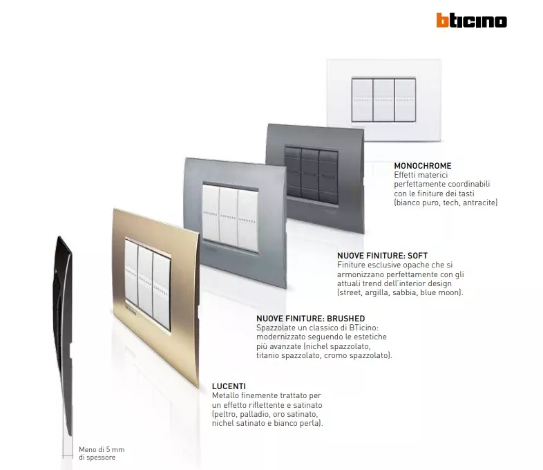 BTicino Livinglight: placche, dimmer e prese elettriche